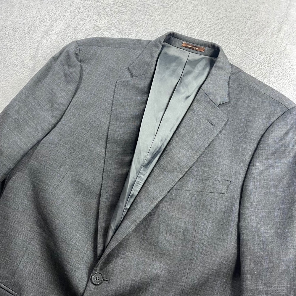 Peter Millar Men 44T Grey Windowpane 100% Wool 2 Button Blazer Sport Coat Jacket